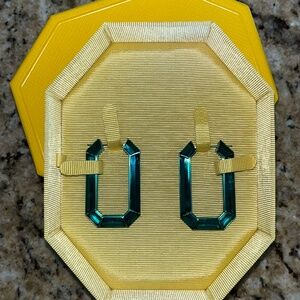 Swarovski Lucent Emerald Green Crystal Hoop Earrings